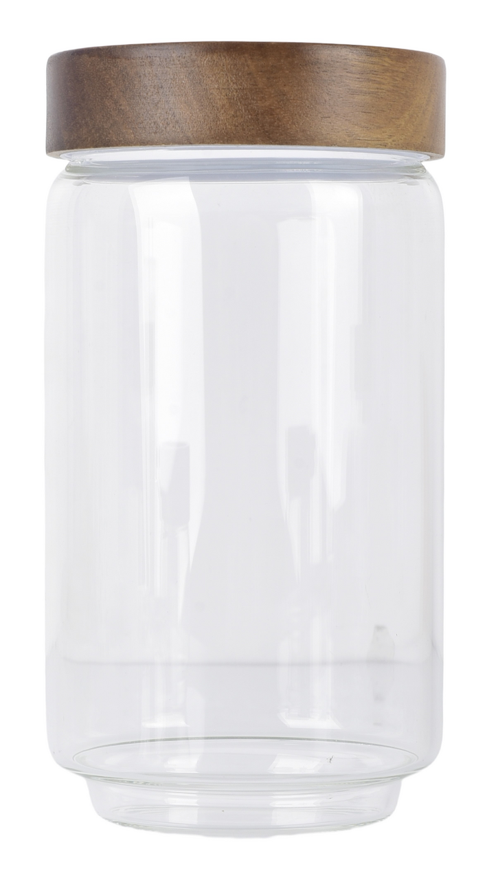 Изображение товара Стеклянная банка Woody с деревянной крышкой объем 1,14л для сухих продуктов