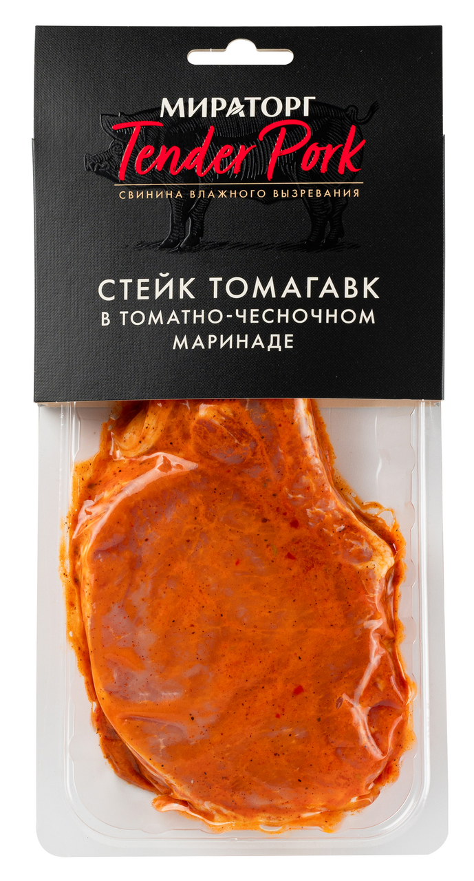 Изображение товара Стейк Мираторг Томагавк Tender Pork в томатно-чесночном маринаде охлажденный, 360г