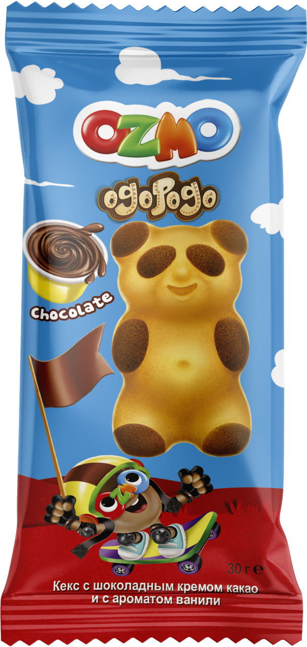 Кекс Ozmo Ogopogo с шоколадным кремом какао и с ароматом ванили, 30г