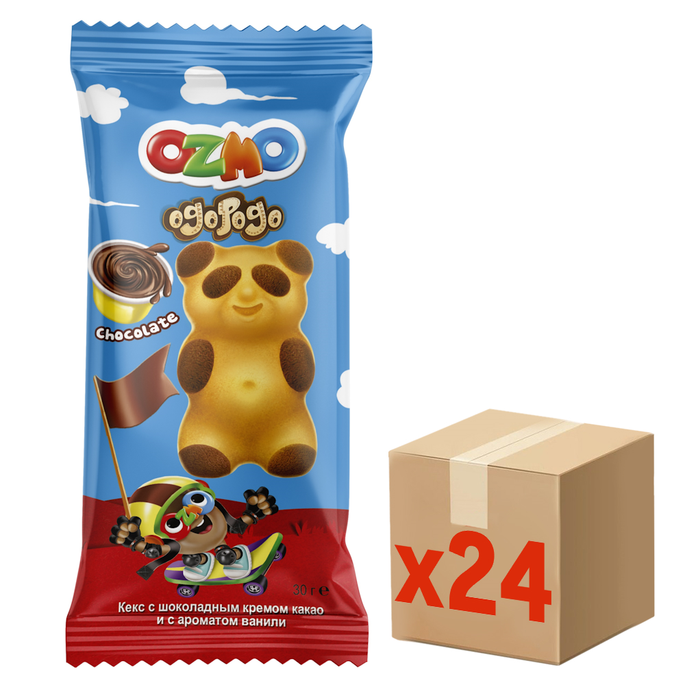 Кекс Ozmo Ogopogo с шоколадным кремом какао и с ароматом ванили, 30г х 24 шт