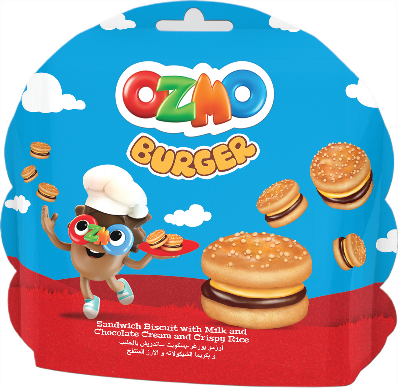 Печенье сэндвич Ozmo Burger с молочно-шоколадной начинкой и хрустящим рисом, 40г