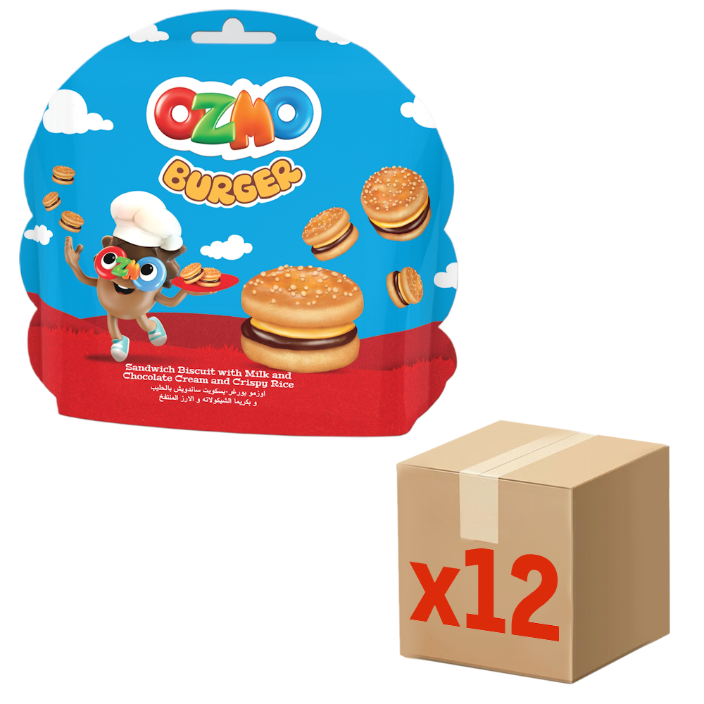 Печенье сэндвич Ozmo Burger с молочно-шоколадной начинкой и хрустящим рисом, 40г х 12 шт
