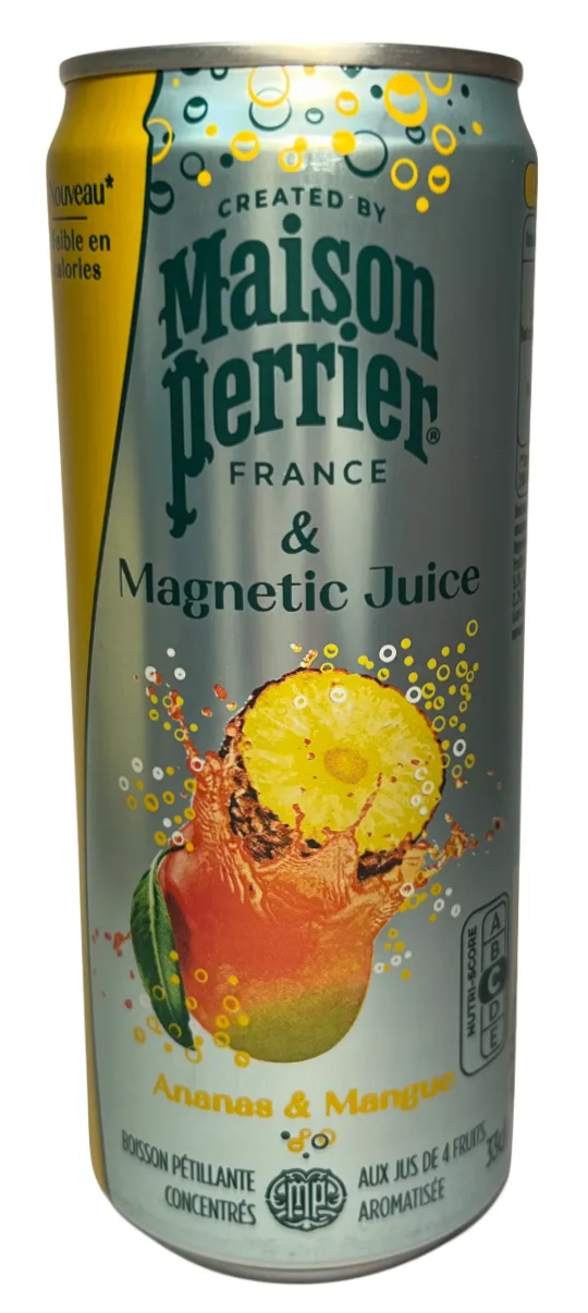 Вода сокосодержащая Maison Perrier Magnetic Juice со вкусом ананаса и манго газированная, 330мл