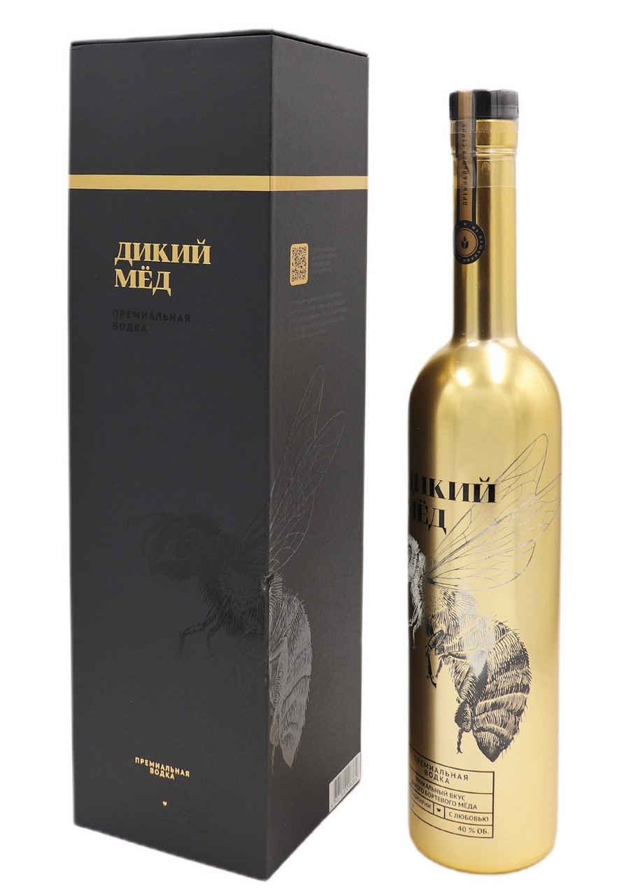 Водка Дикий Мед Премиальная Золотая в подарочной упаковке, 0.7л