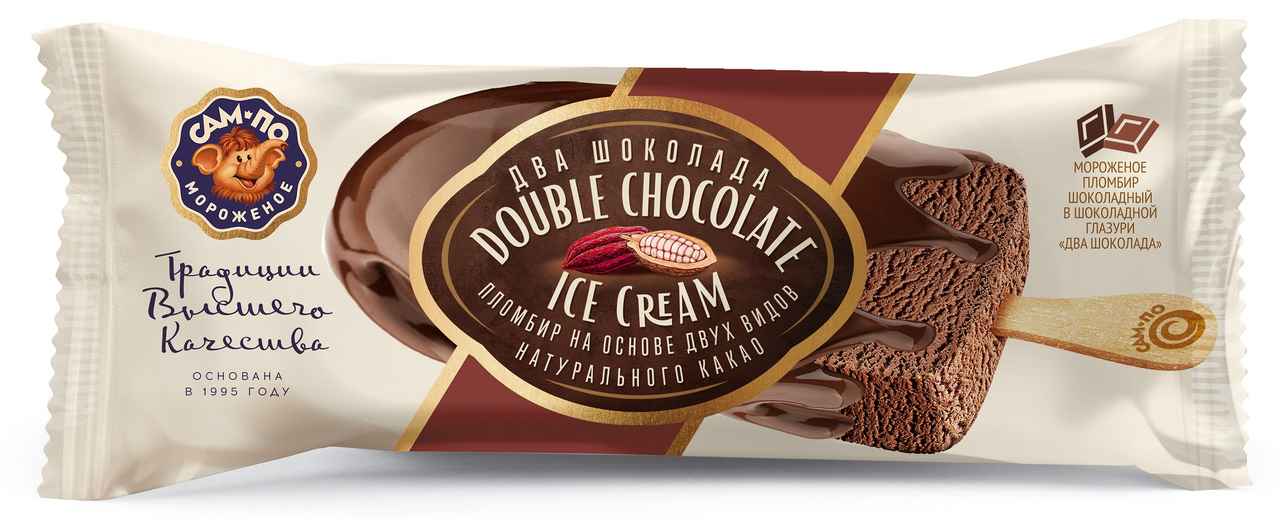Мороженое пломбир Сампо эскимо Два шоколада эскимо ГОСТ, 75г
