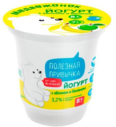 Йогурт детский Медвежонок Яблоко и банан 3.2% с 8 месяцев, 150г