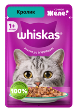 Корм влажный Whiskas для кошек кролик желе, 75г