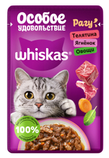 Корм влажный Whiskas для кошек телятина-ягненок-овощи рагу, 75г