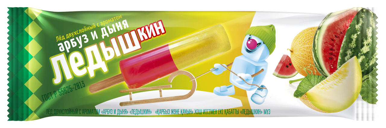 Фруктовый лед Ледышкин Арбуз и дыня на палочке ГОСТ, 60г