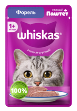 Корм влажный Whiskas для кошек форель паштет, 75г