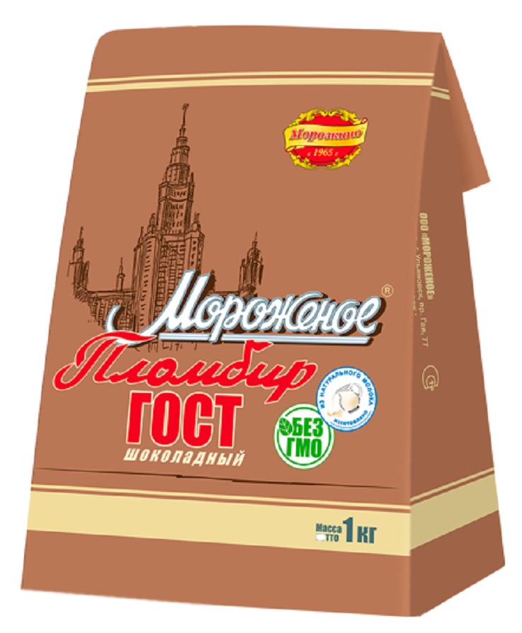 Мороженое пломбир Морозкино Шоколадное ГОСТ, 1кг