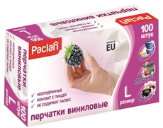Перчатки хозяйственные Paclan виниловые L, 100шт