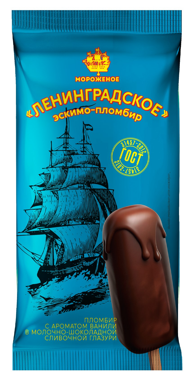 Мороженое пломбир Фабрика грез Ленинградское Ванильное эскимо ГОСТ, 70г