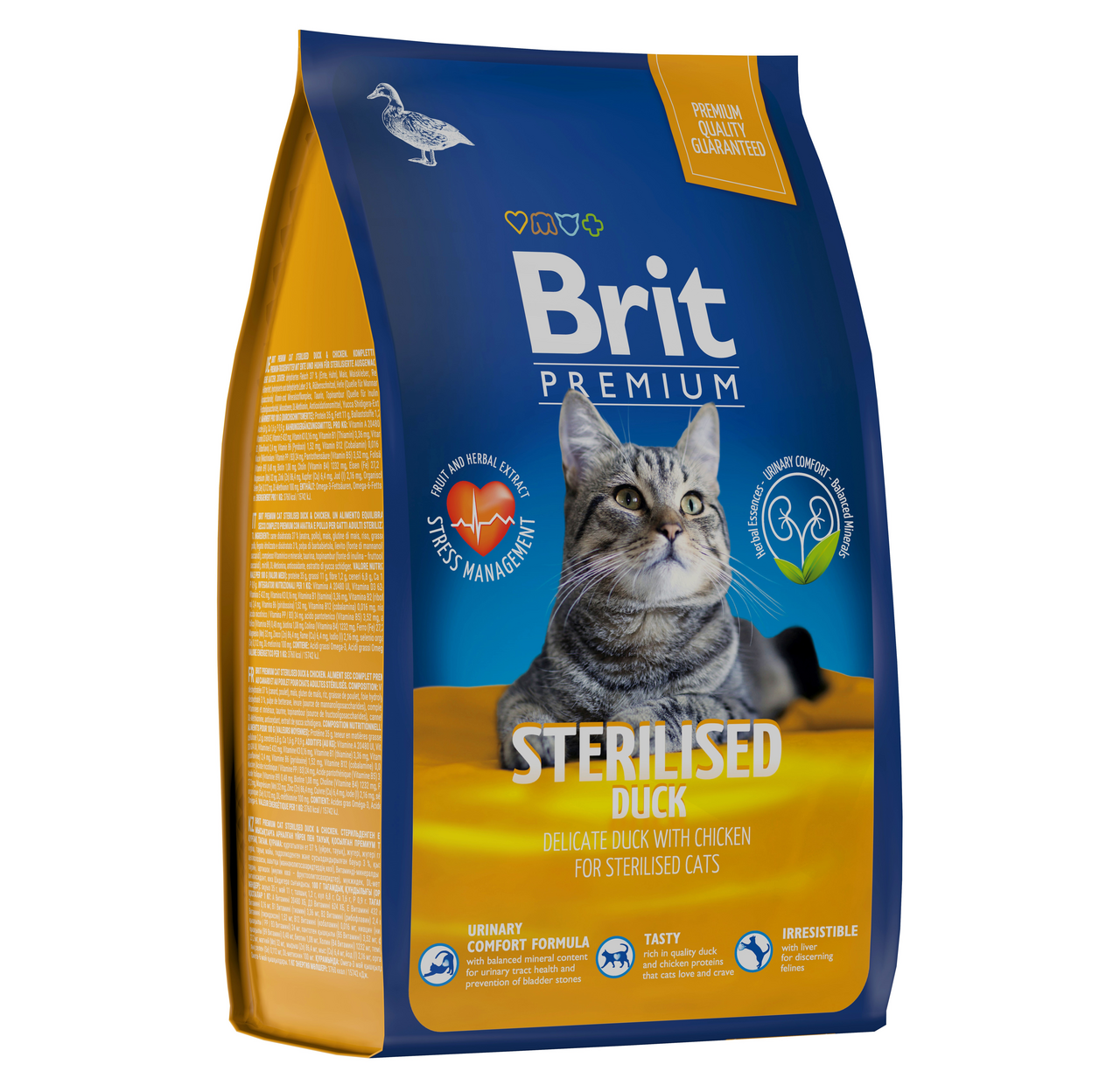 Изображение товара Сухой корм для кошек BRIT Premium утка-курица 800г для взрослых стерилизованных котов и кошек