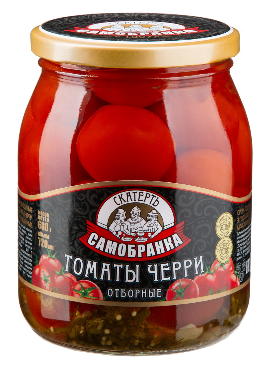 Томаты черри маринованные Скатерть-Самобранка Отборные, 720мл