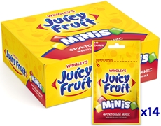 Жевательная резинка Juicy Fruit Minis фруктовый микс, 14г x 14 шт