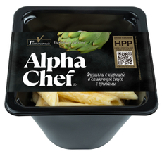 Фузилли AlphaChef с курицей в сливочном соусе с грибами, 260г
