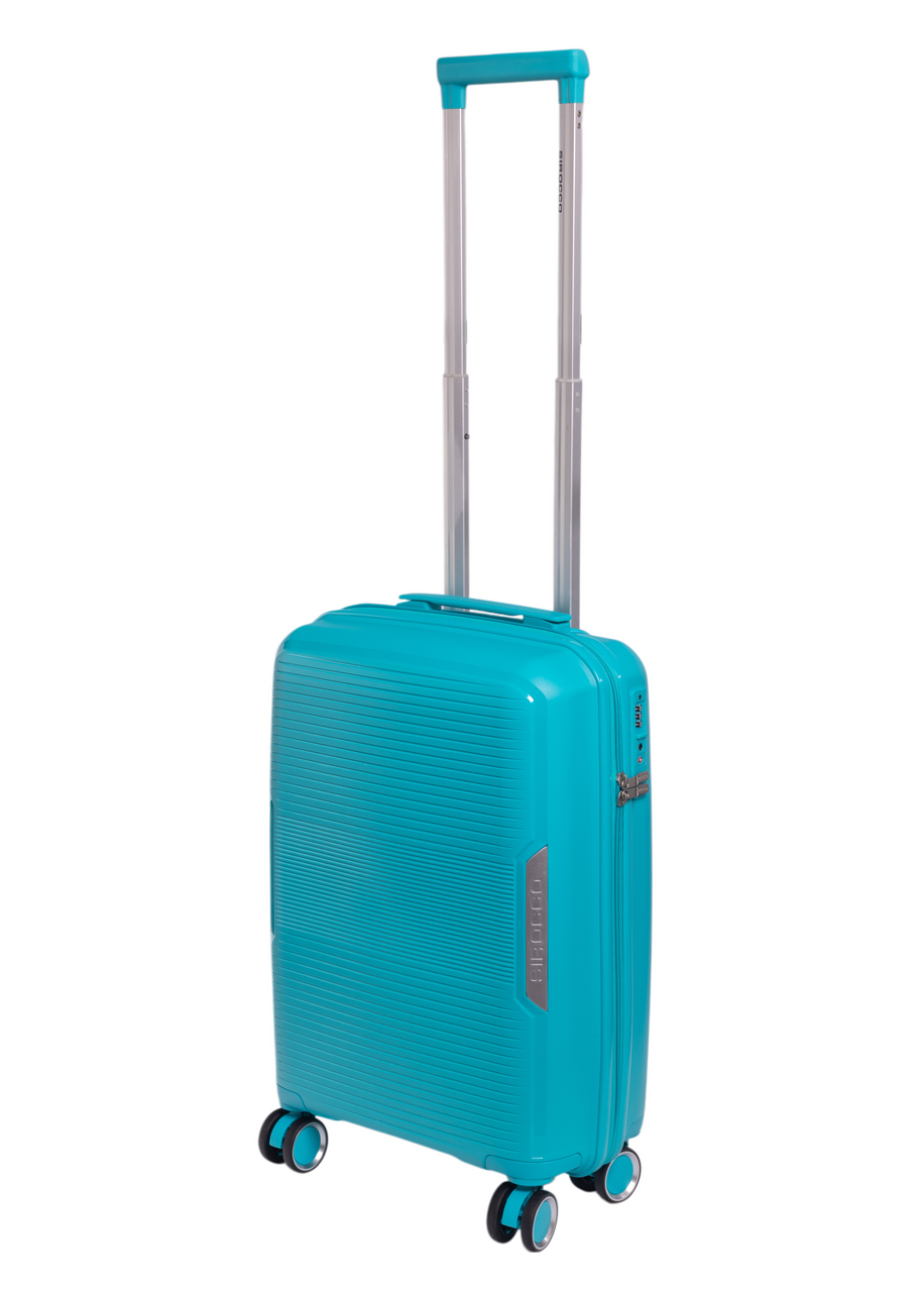 Чемодан Sirocco Emerald бирюзовый с полосками размер S, 56 x 38 x 21см