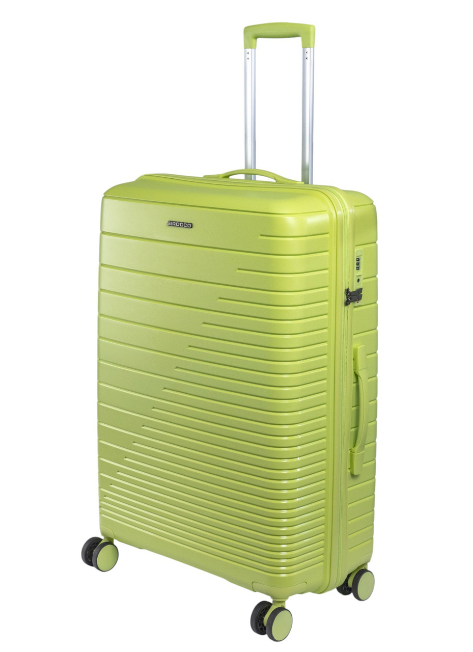 Чемодан Sirocco Moscow зеленый с полосками размер L, 77 x 50 x 29см
