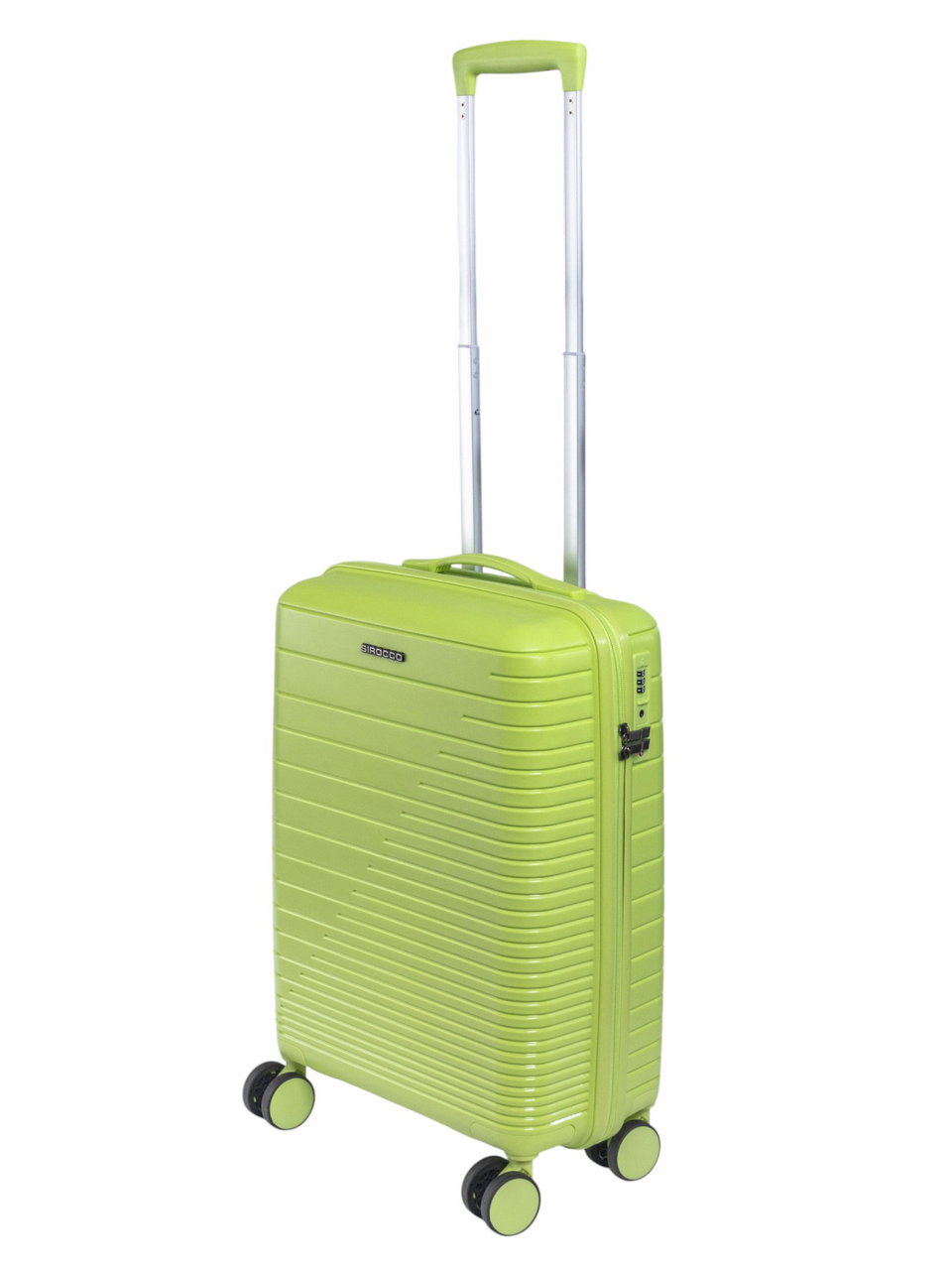 Чемодан Sirocco Moscow зеленый с полосками размер S, 55 x 37 x 20см
