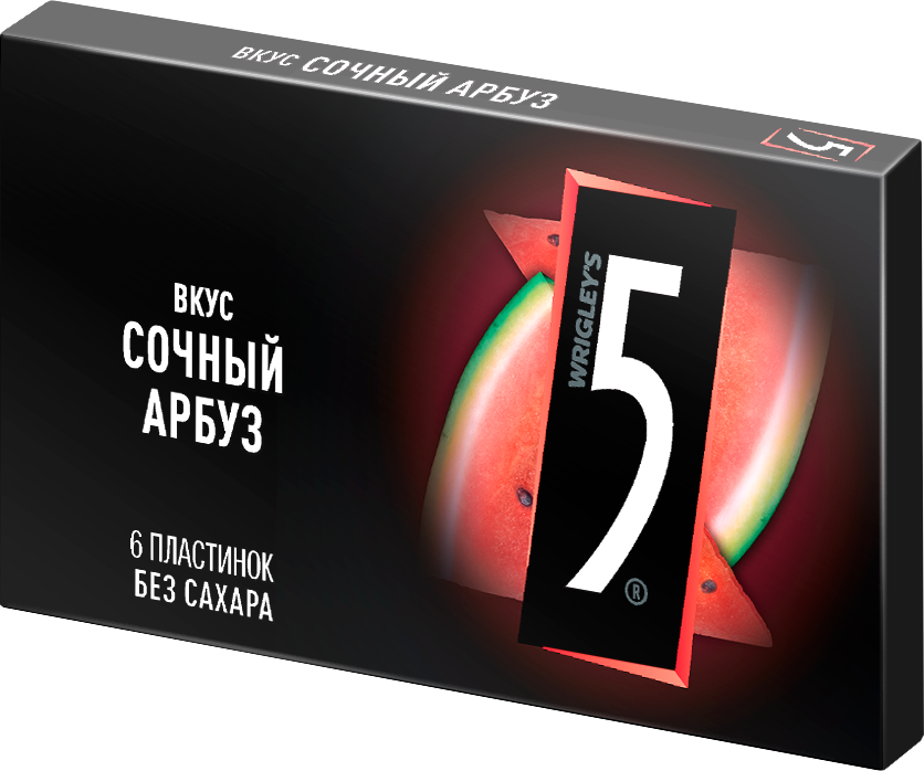 Изображение товара Жевательная резинка Five сочный арбуз без сахара, 15.6г
