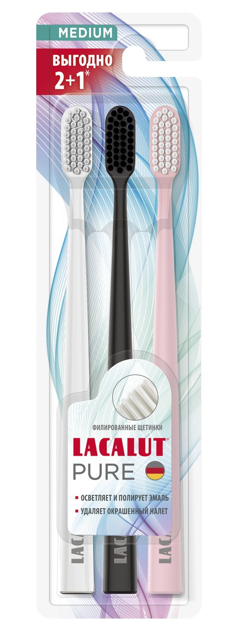 Изображение товара Зубная щетка Lacalut Pure средняя, 3шт