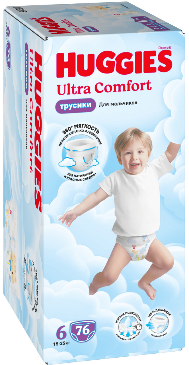 Изображение товара Подгузники-трусики Huggies Ultra Comfort для мальчиков №6 15-25кг, 76шт