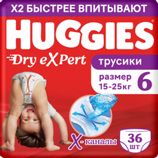 Подгузники-трусики Huggies Dry Expert №6 15-25кг, 36шт