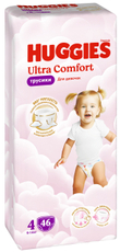 Подгузники-трусики Huggies Ultra Comfort для девочек №4 9-14кг, 46шт