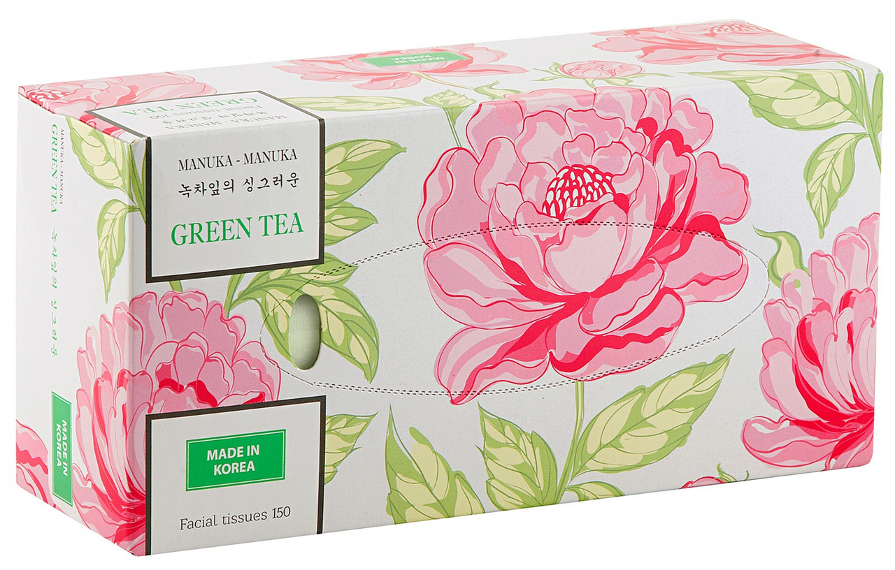 Салфетки бумажные Manuka Manuka зеленый чай двуслойные, 150шт
