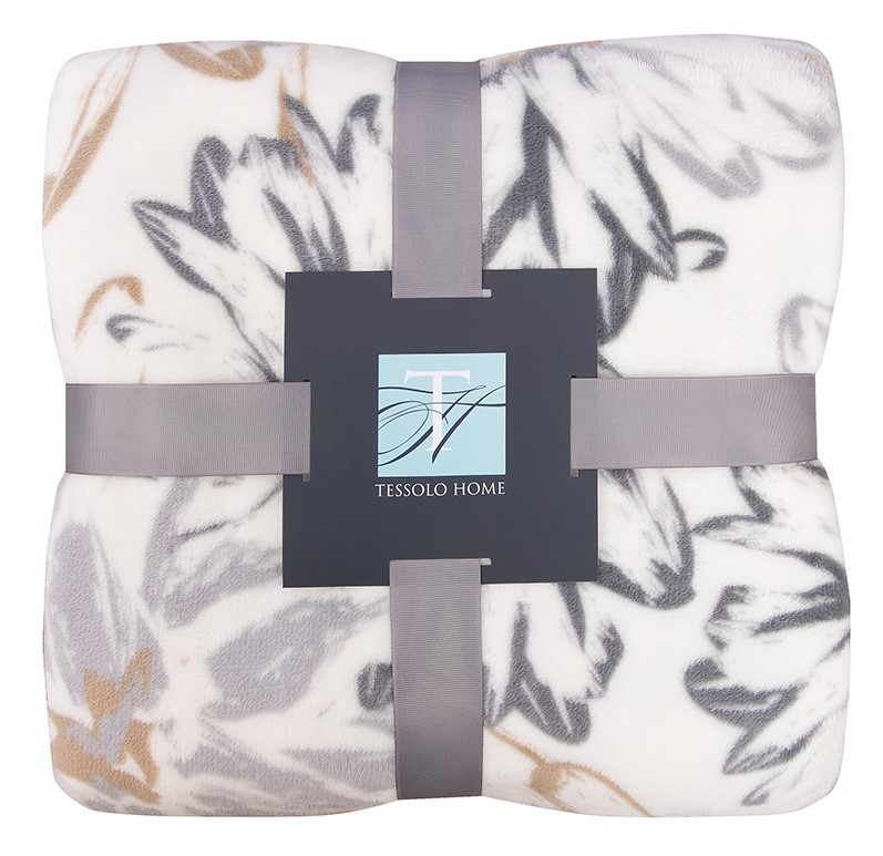 Плед Tessolo Home Бланш микровелюр молочный, 150 x 200см