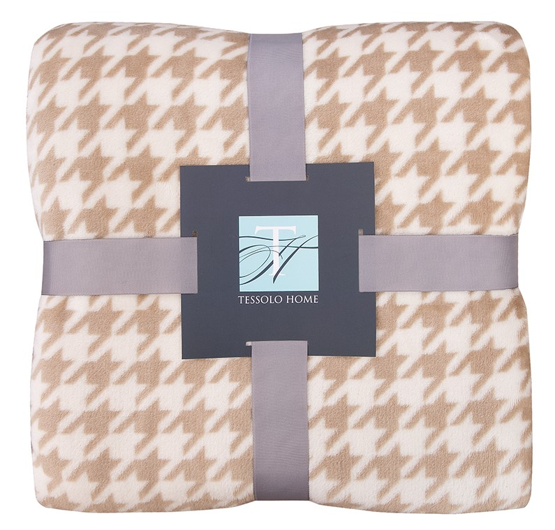 Плед Tessolo Home Пье-де-Пуль микровелюр бежевый, 200 x 220см
