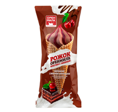 Мороженое сливочное Оренмилк рожок Шоколадное Брауни с вишней в вафельном рожке ГОСТ, 120г