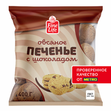 Fine Life Печенье овсяное с шоколадом, 400г