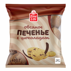 Fine Life Печенье овсяное с шоколадом, 400г