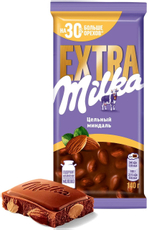 Шоколад Milka Extra молочный цельный миндаль, 140г