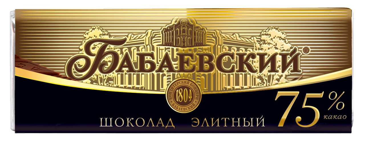 Шоколад Бабаевский горький какао элитный 75%, 20г