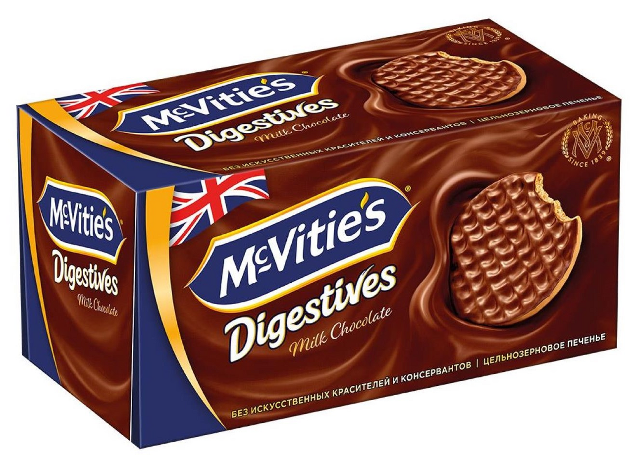 Печенье Mcvitie's Digestives цельнозерновое с молочным шоколадом, 200г