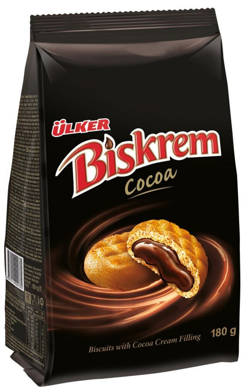 Печенье Ulker Biskrem Cocoa с какао и кремовой начинкой, 180г