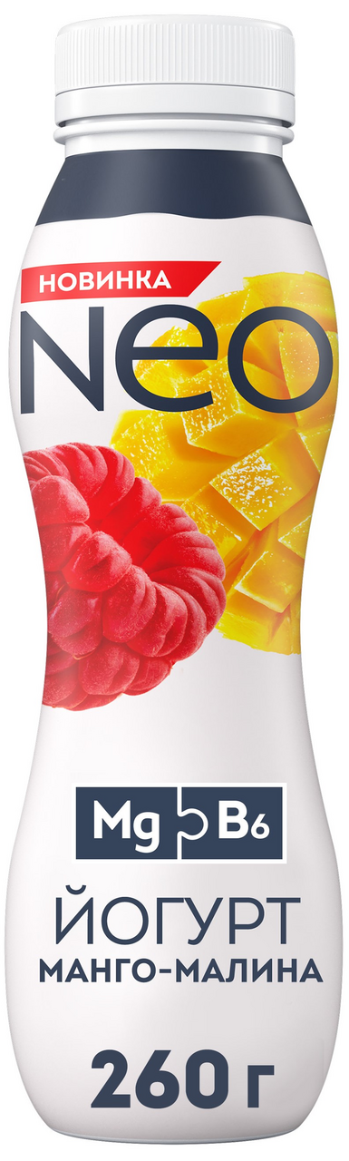 Йогурт питьевой Neo манго-малина 1.5%, 260г