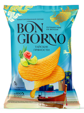 Чипсы Bon Giorno тайские пряности рифленые, 120г