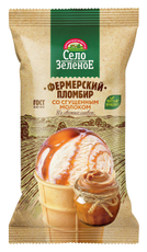 Мороженое пломбир Село Зеленое Ванильное с вареным сгущенным молоком в вафельном стаканчике ГОСТ, 70г