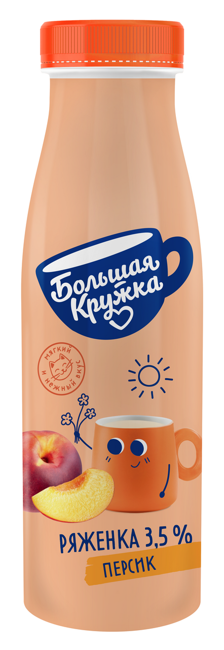 Ряженка Большая кружка персик 3.5%, 260г