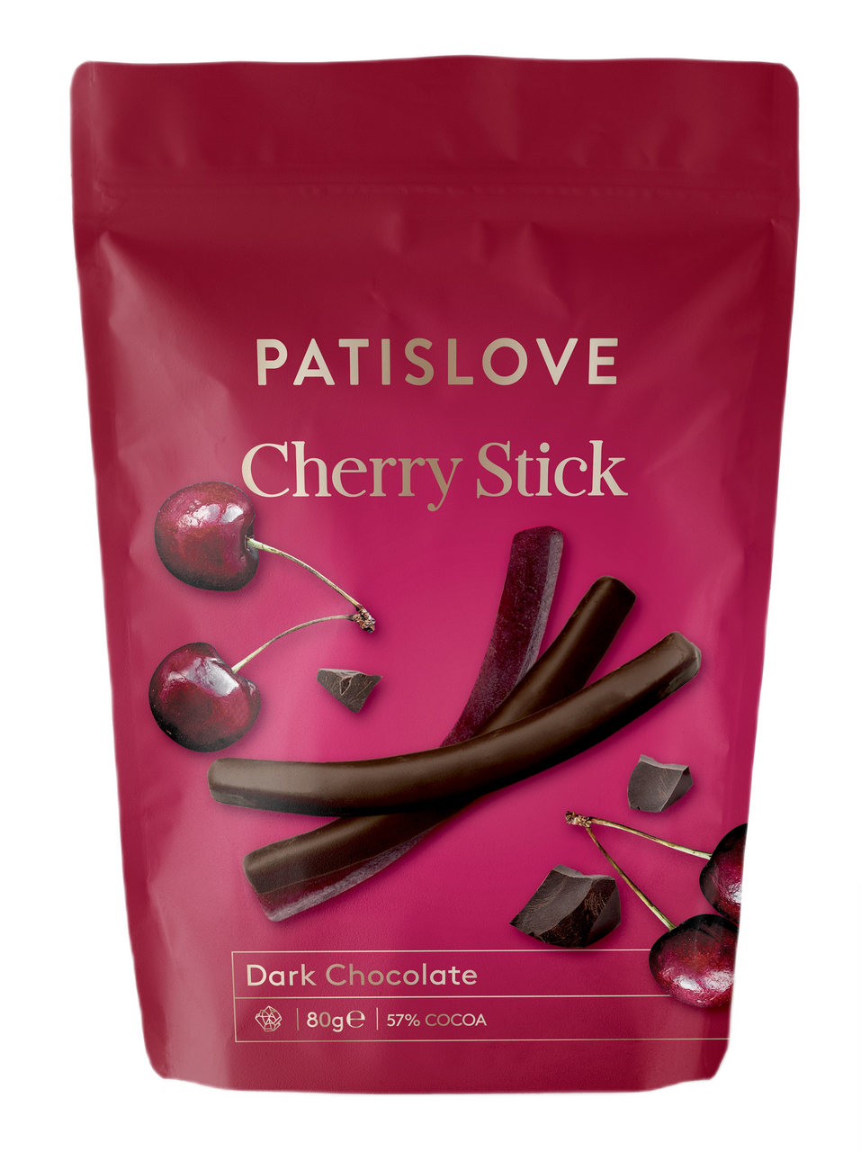Палочки Patislove вишневые в темном шоколаде, 80г