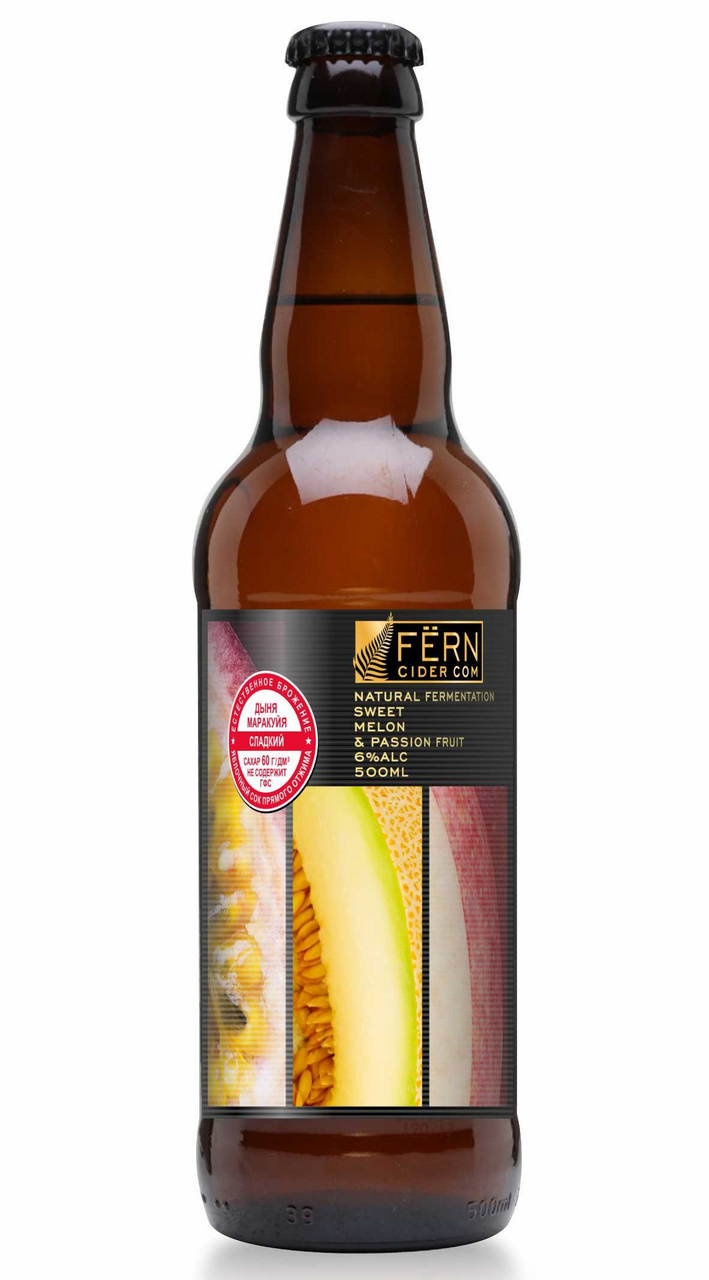 Изображение товара Сидр Fern яблочный дыня-маракуйя сладкий, 0.5л