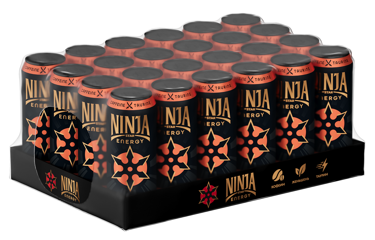 Энергетический напиток Ninja Star Energy White Peach Lychee, 450мл x 24 шт