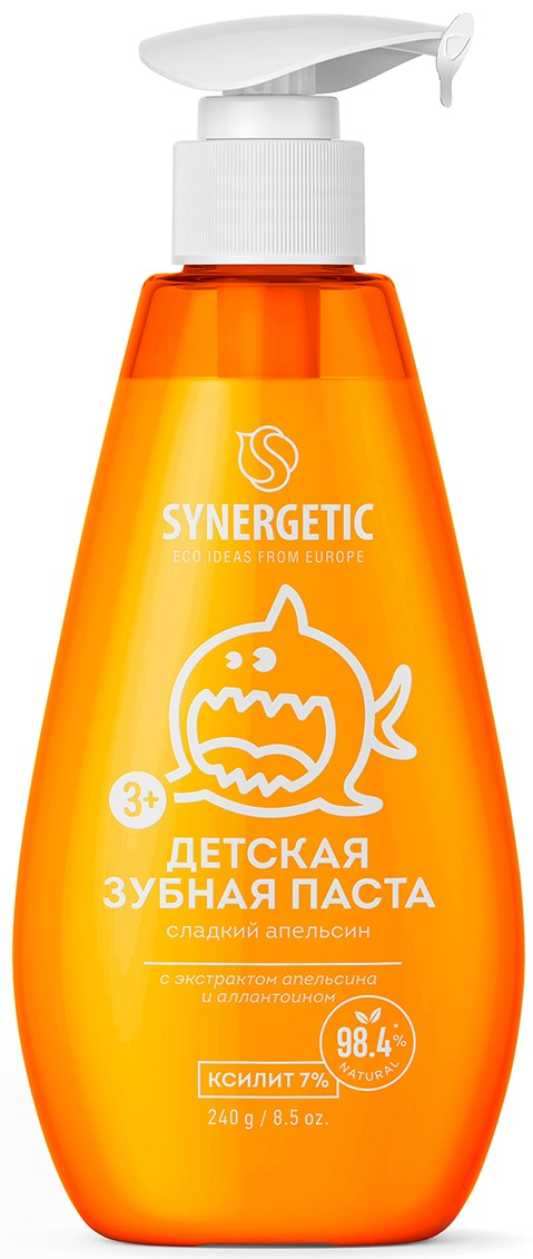Изображение товара Зубная паста детская Synergetic Сладкий апельсин 3+, 240г