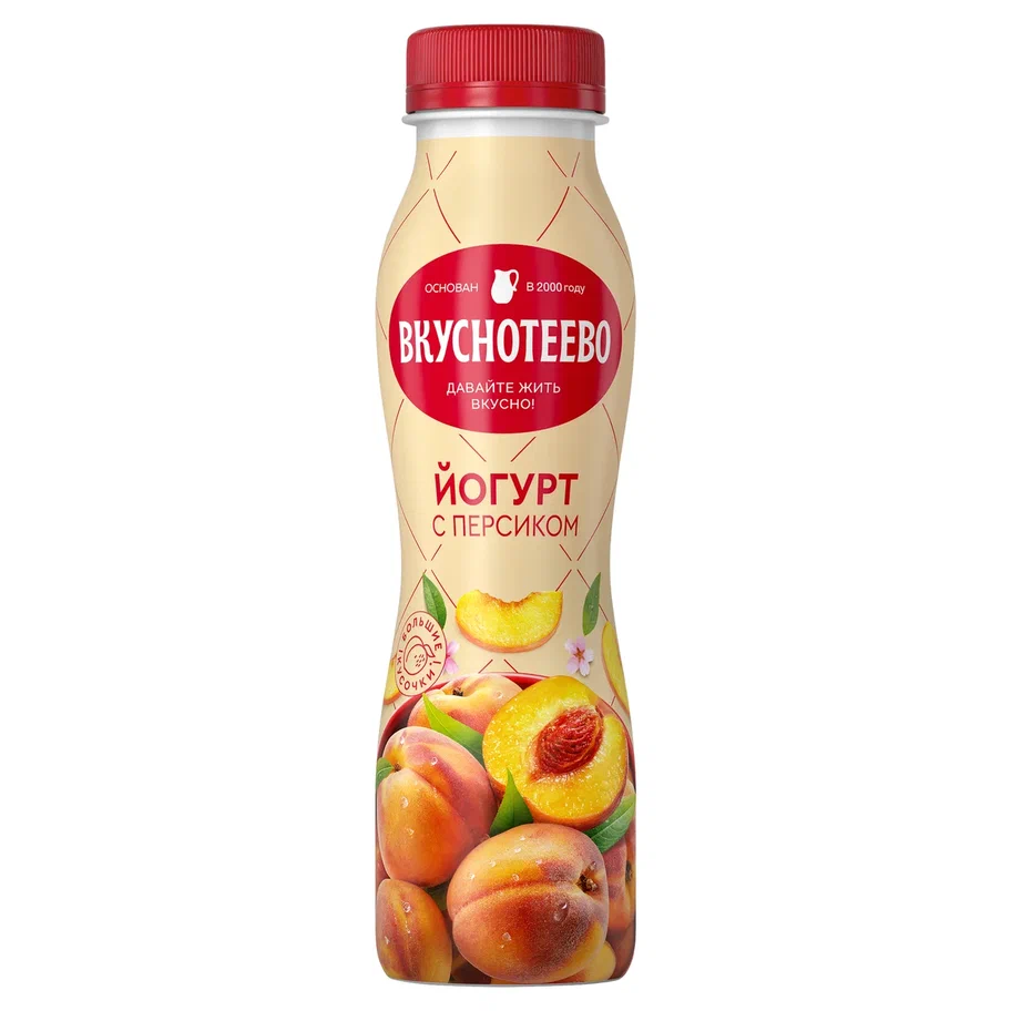 Йогурт питьевой Вкуснотеево персик 2%, 280г