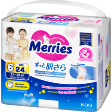 Подгузники-трусики Merries XXL 15-28кг, 24шт