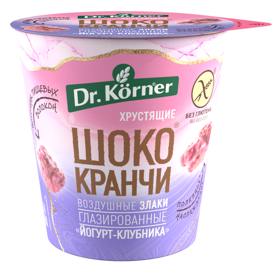 Продукт хрустящий зерновой Шококранчи Dr. Korner злаковые Клубничные с йогуртом, 40г